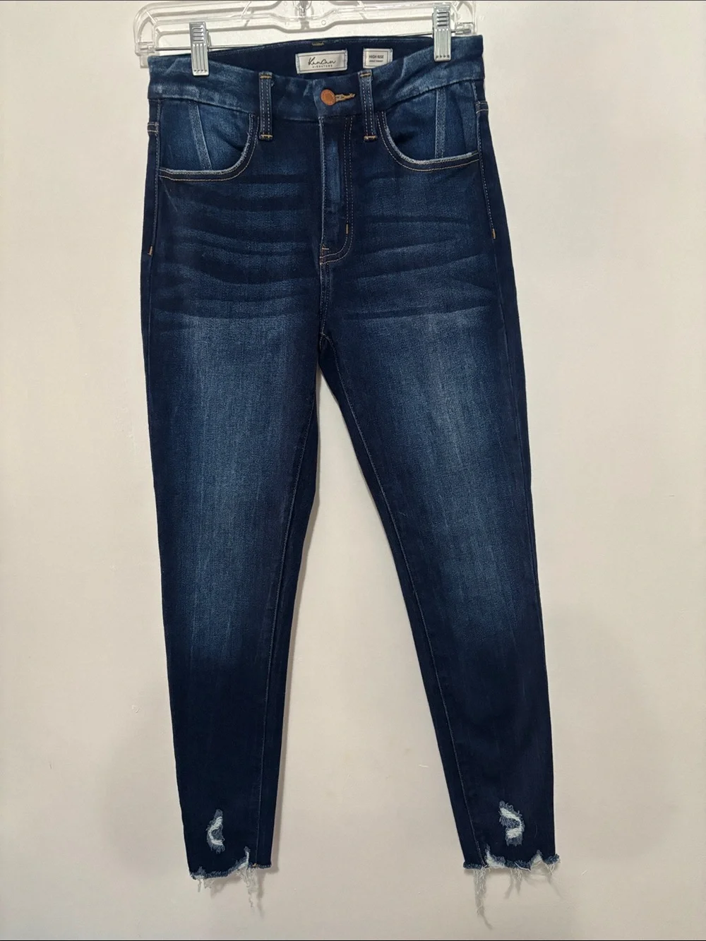 KanCan Signature High Rise Ankle Skinny Jeans Raw Distressed Hem Size 26